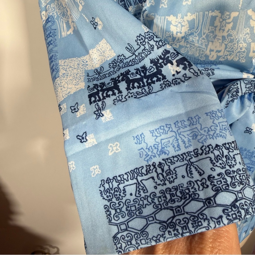 Vintage 1970’ Devon Blue Patchwork Hieroglyphic E… - image 5